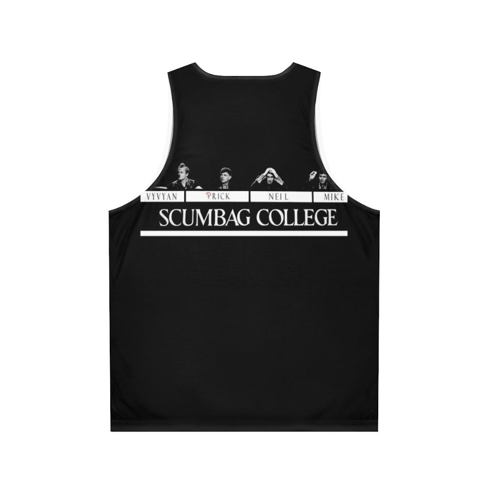 Unisex 1980s punk rock college lifestyle graphic tank top - Back