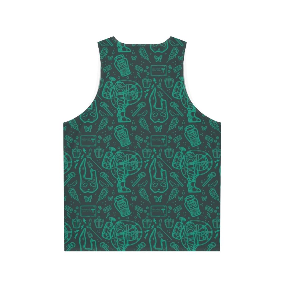 Bioshock Rapture Continuous Pattern Blue Unisex Tank Top - Back