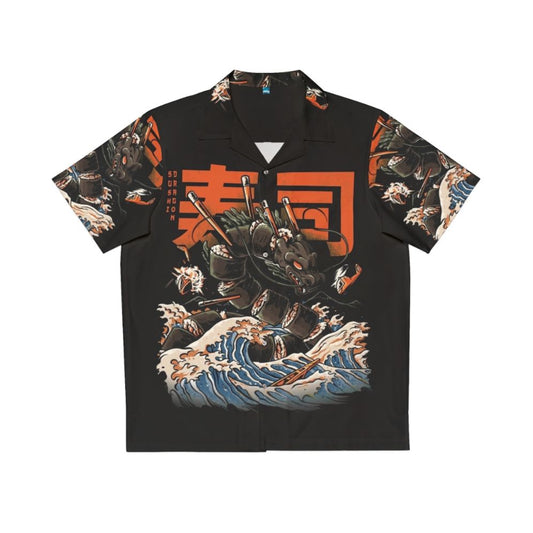 Sushi Dragon Hawaiian Shirt with Vibrant Blues and Oranges