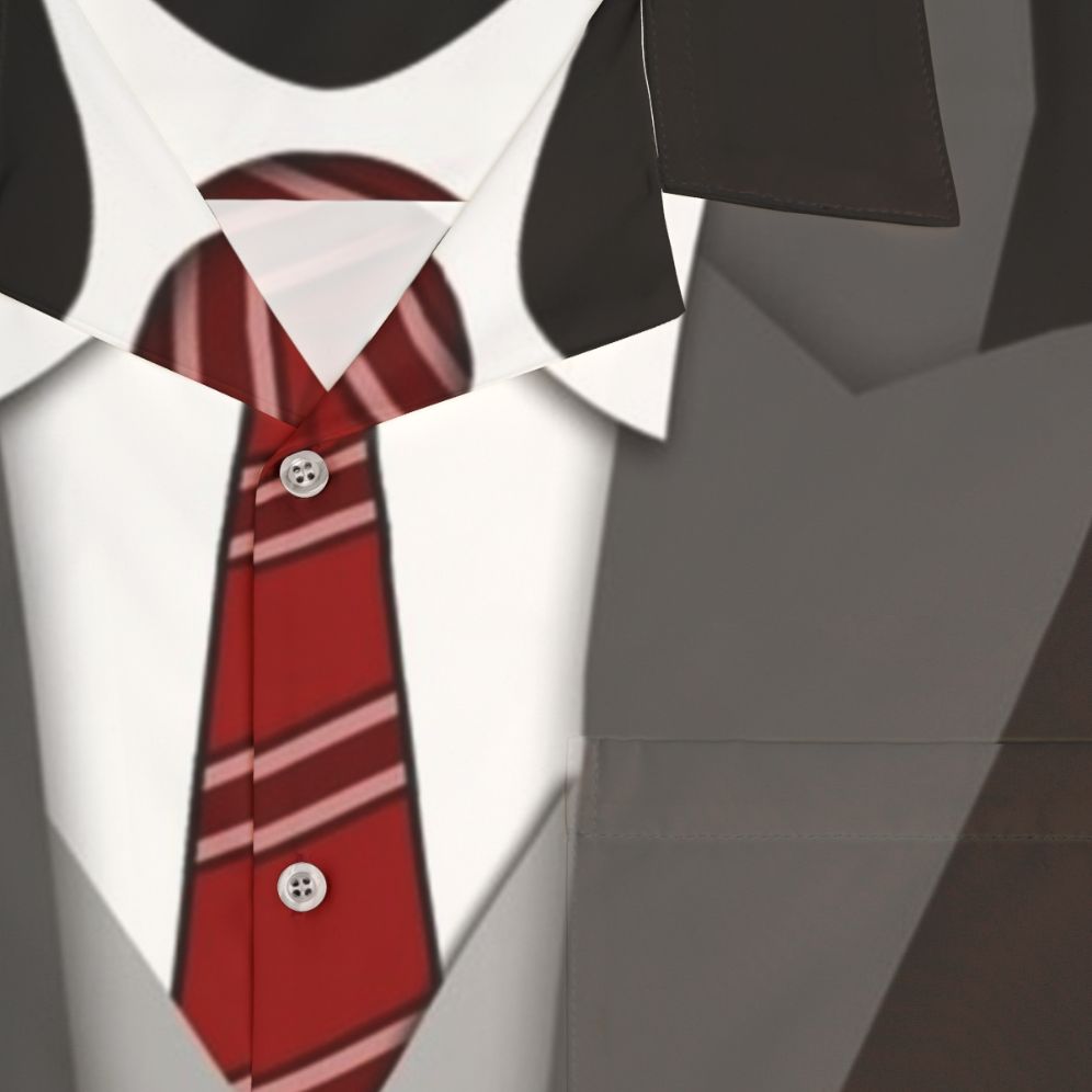 Black suit and red tie Hawaiian shirt - Detail