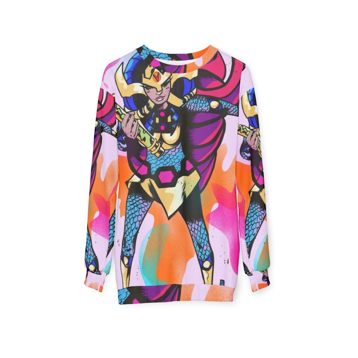 Big Barda female superhero comic book sweatshirt - hanging