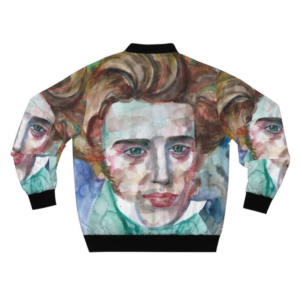 Soren Kierkegaard watercolor portrait bomber jacket - Back