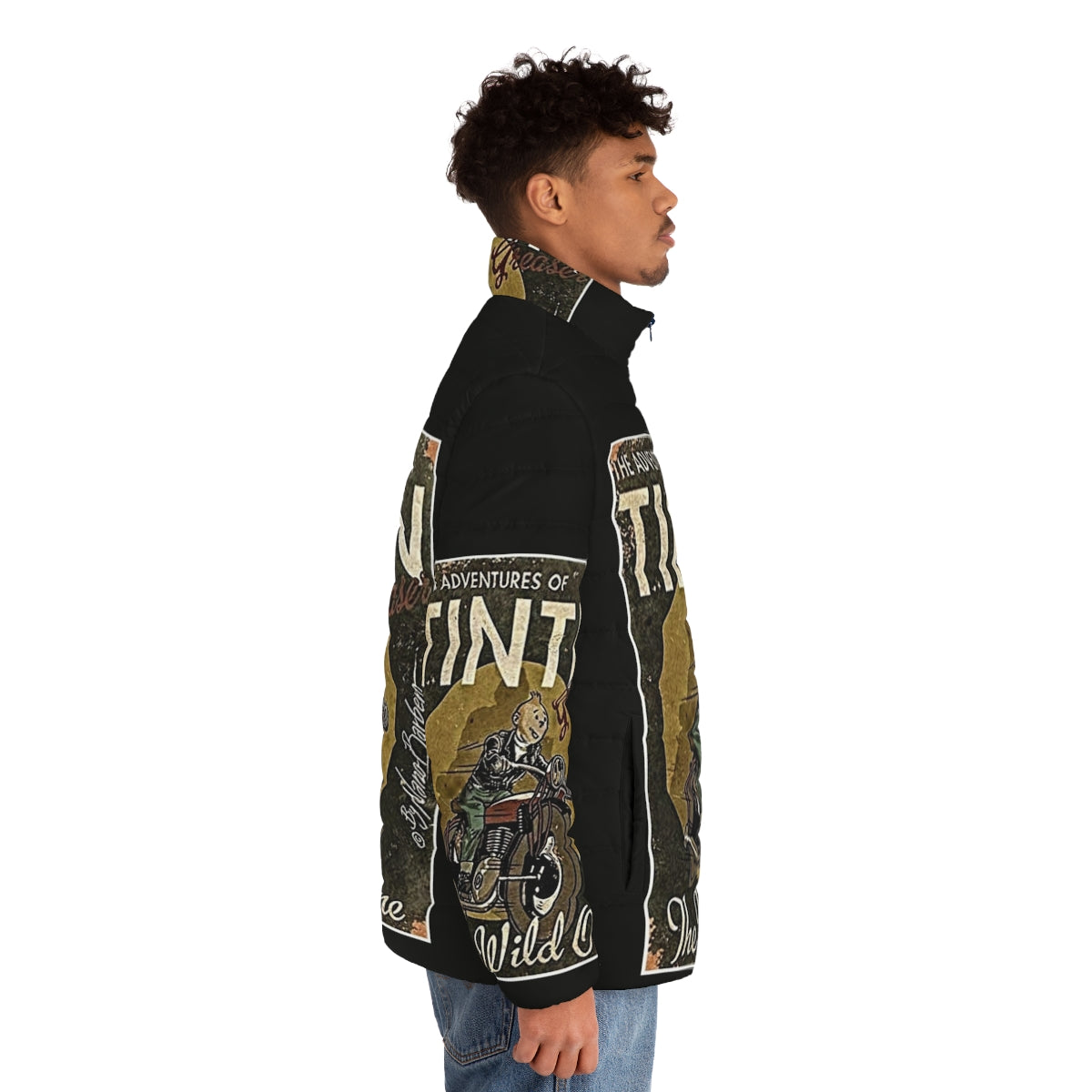 Tin Tin puffer jacket with artistic design for winter fashion - men side right