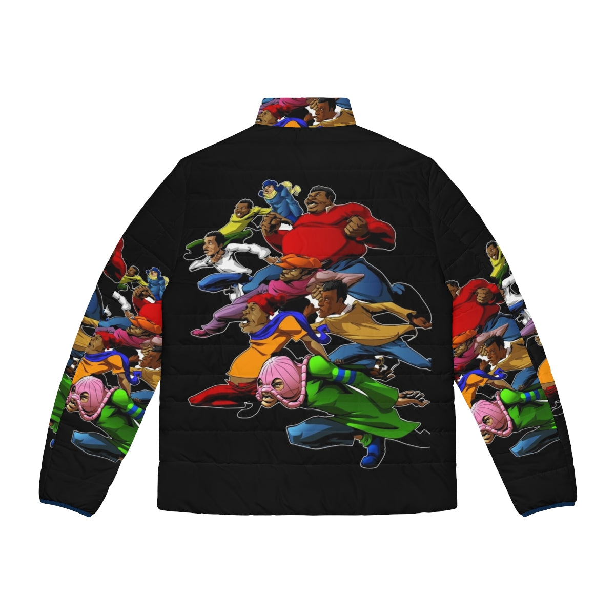 Fat Albert and the Gang retro puffer jacket with African American characters - Back