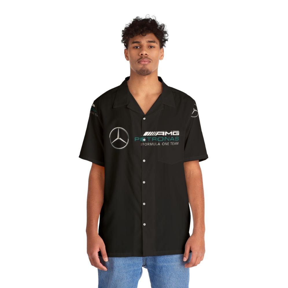 Mercedes AMG Petronas F1 Team Charles Leclerc Hawaiian Shirt - People Front