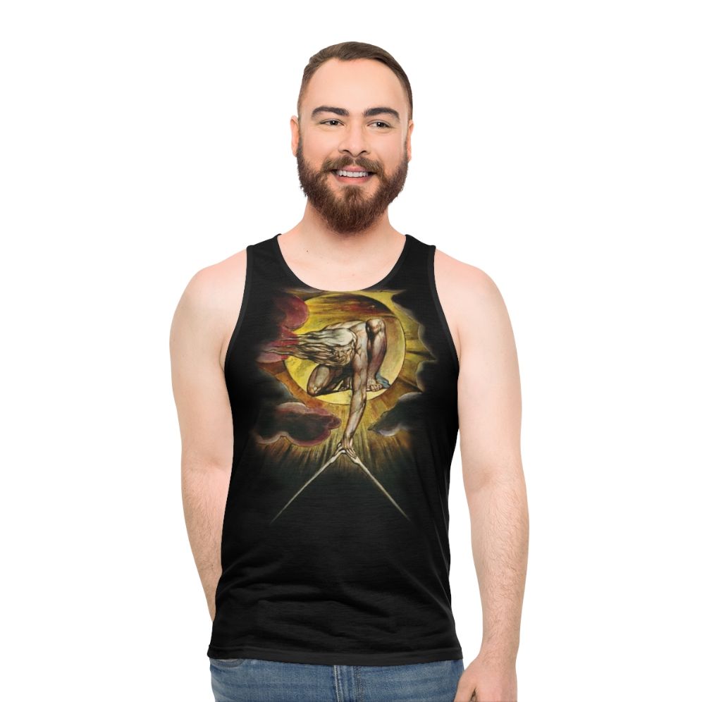 Unisex tank top featuring the mystical artwork "The Ancient of Days" by William Blake - men