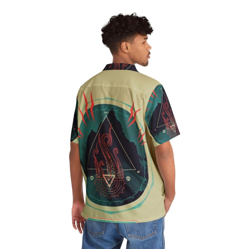 Lovecraft-Inspired Mountain of Madness Hawaiian Shirt with abstract occult symbols - People Back