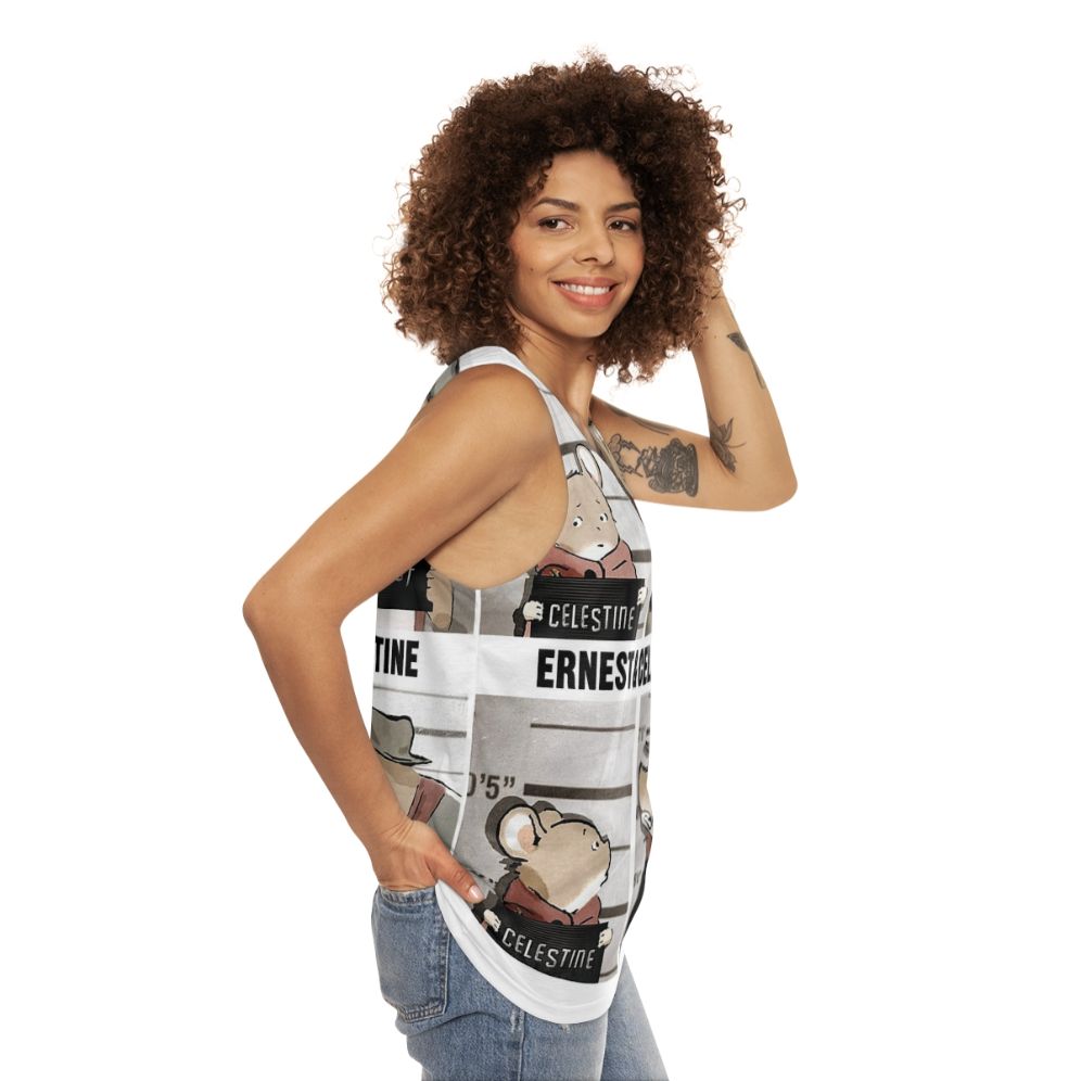 Unisex tank top featuring Ernest and ET from the 90s comedy animation - women side