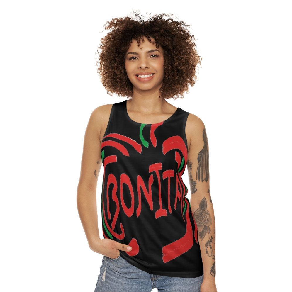 Unisex tank top with Bonita Apple graphic - women