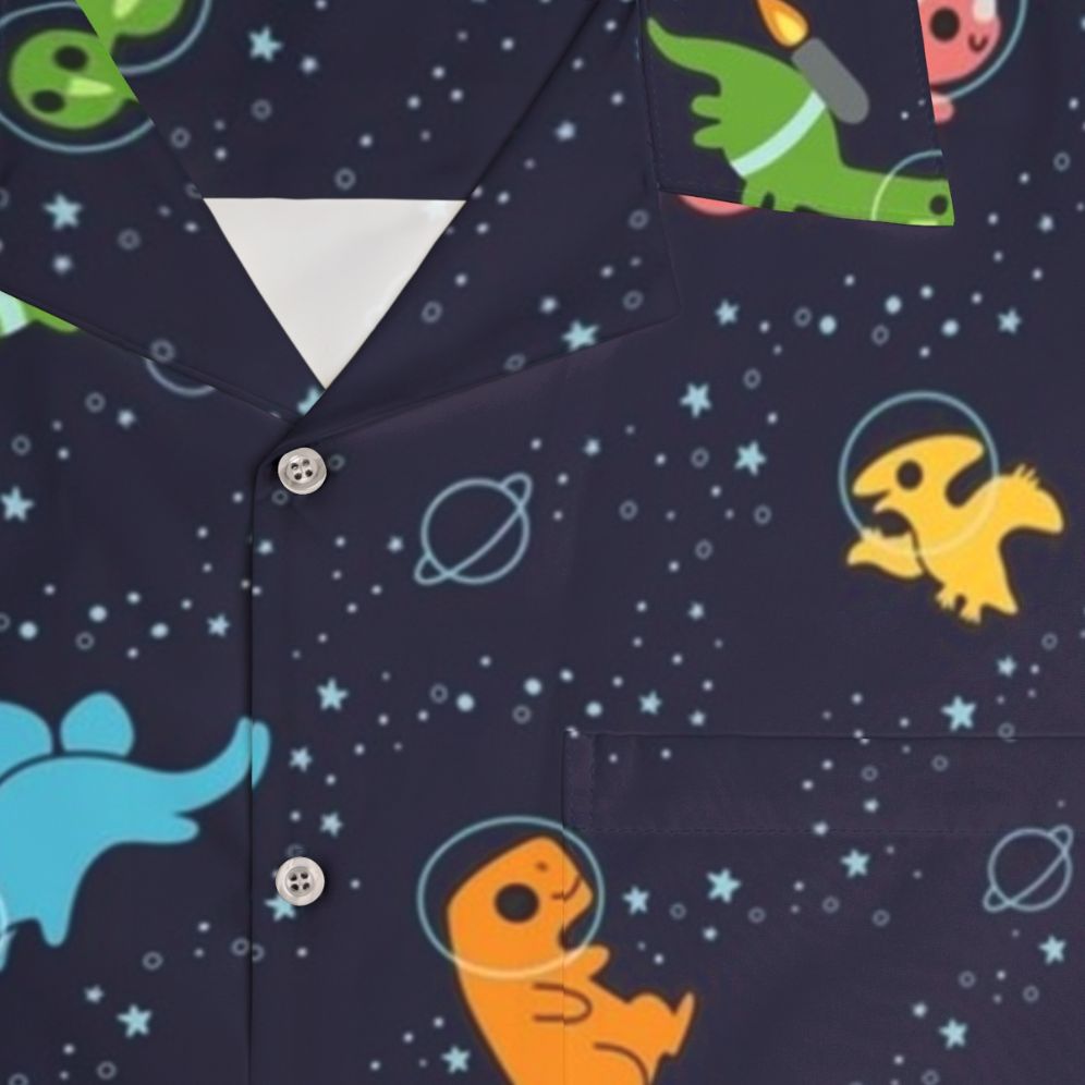 Dinosaurs in Space Hawaiian Shirt with Cosmic Pattern - Detail