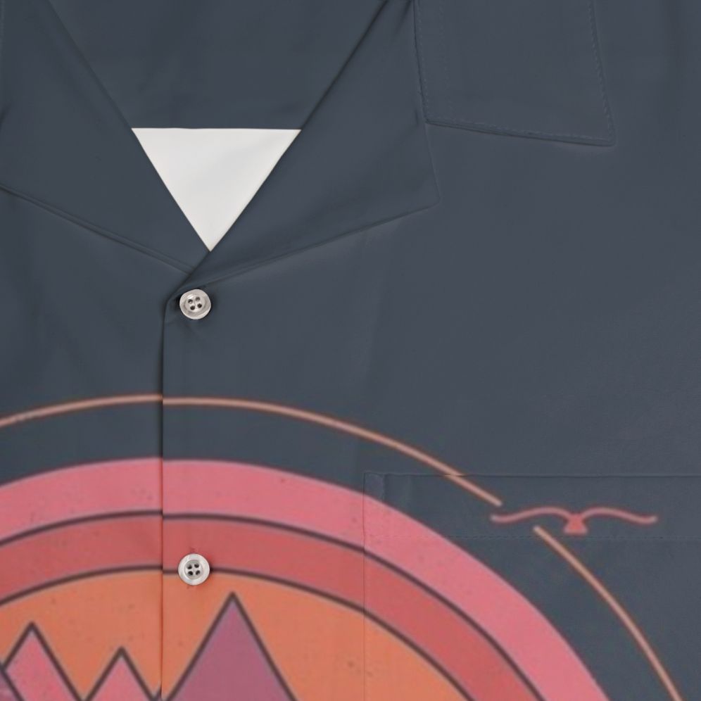 A Hawaiian shirt featuring a minimalist mountain landscape design - Detail