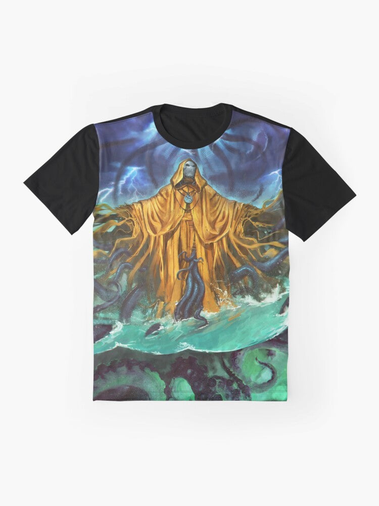 Cthulhu horror graphic t-shirt featuring the eldritch monster Hastur from the Cthulhu Mythos and Call of Cthulhu roleplaying game - Flat lay