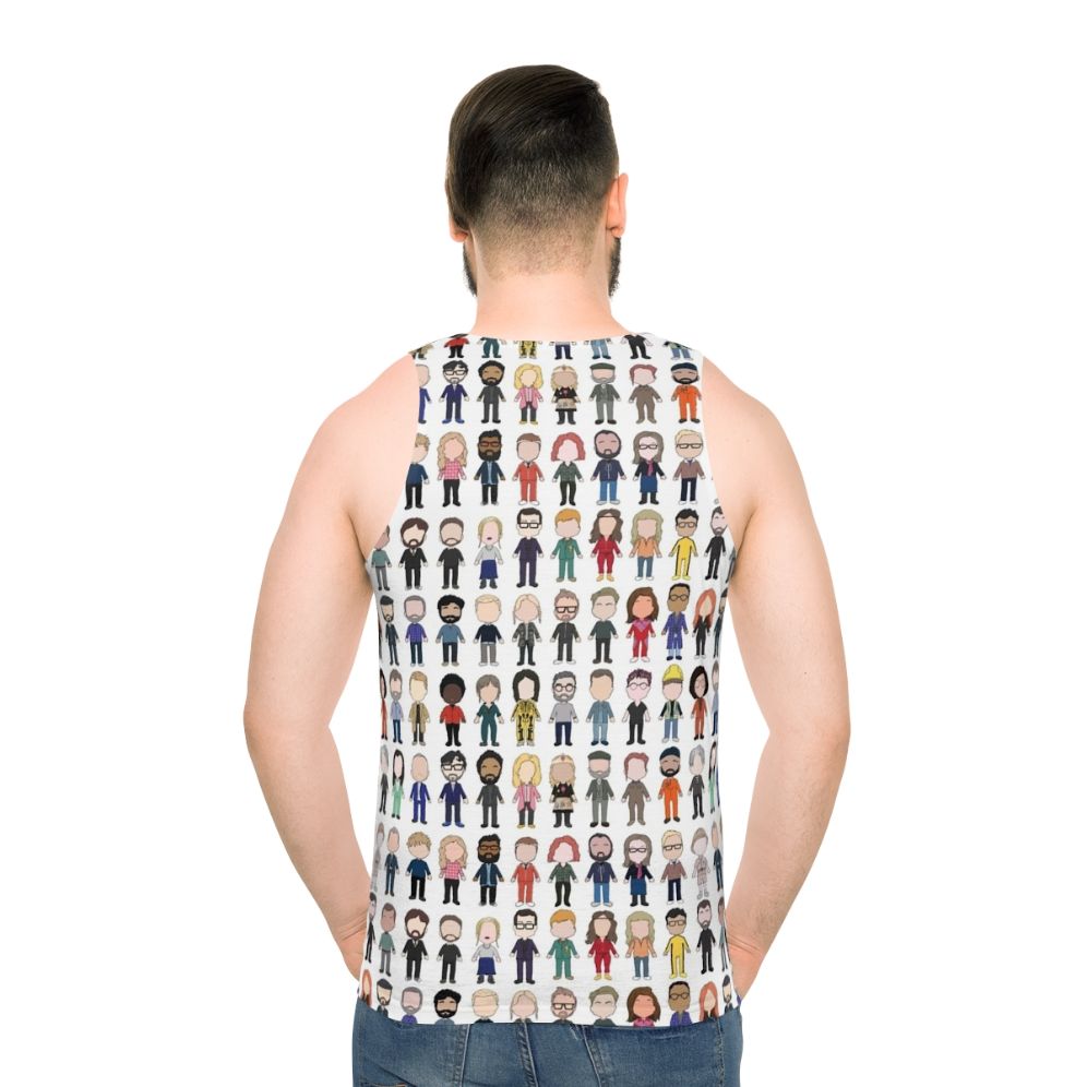 Taskmaster cast poster unisex tank top - men back