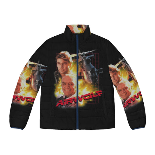 Airwolf Puffer Jacket with 80s inspired design and imagery