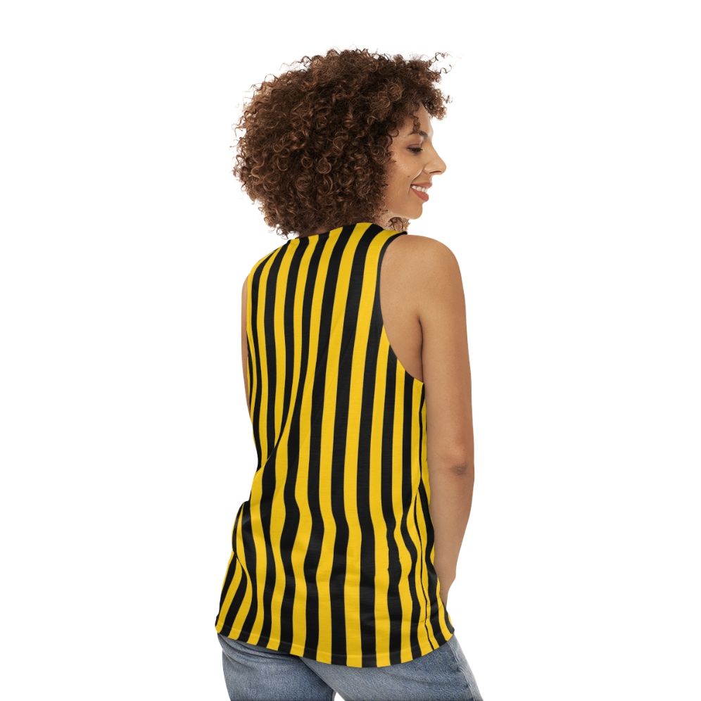 Yellow and Black Striped Pattern Unisex Tank Top - women back