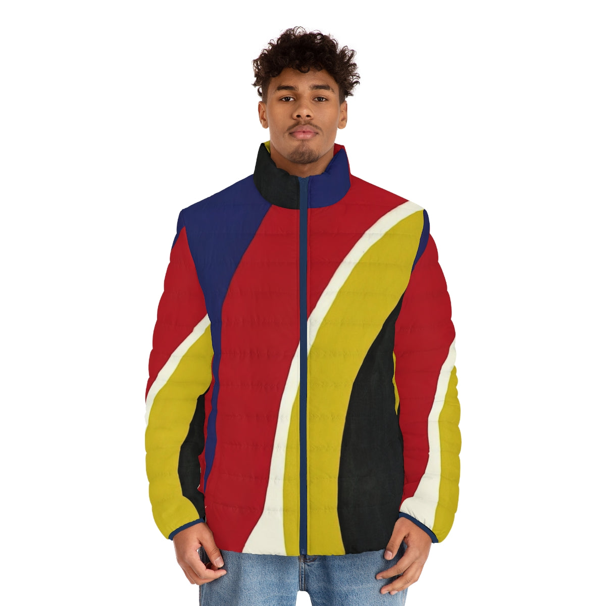 Thomas Downing Red Span 1964 Puffer Jacket featuring abstract art and geometric patterns - men front