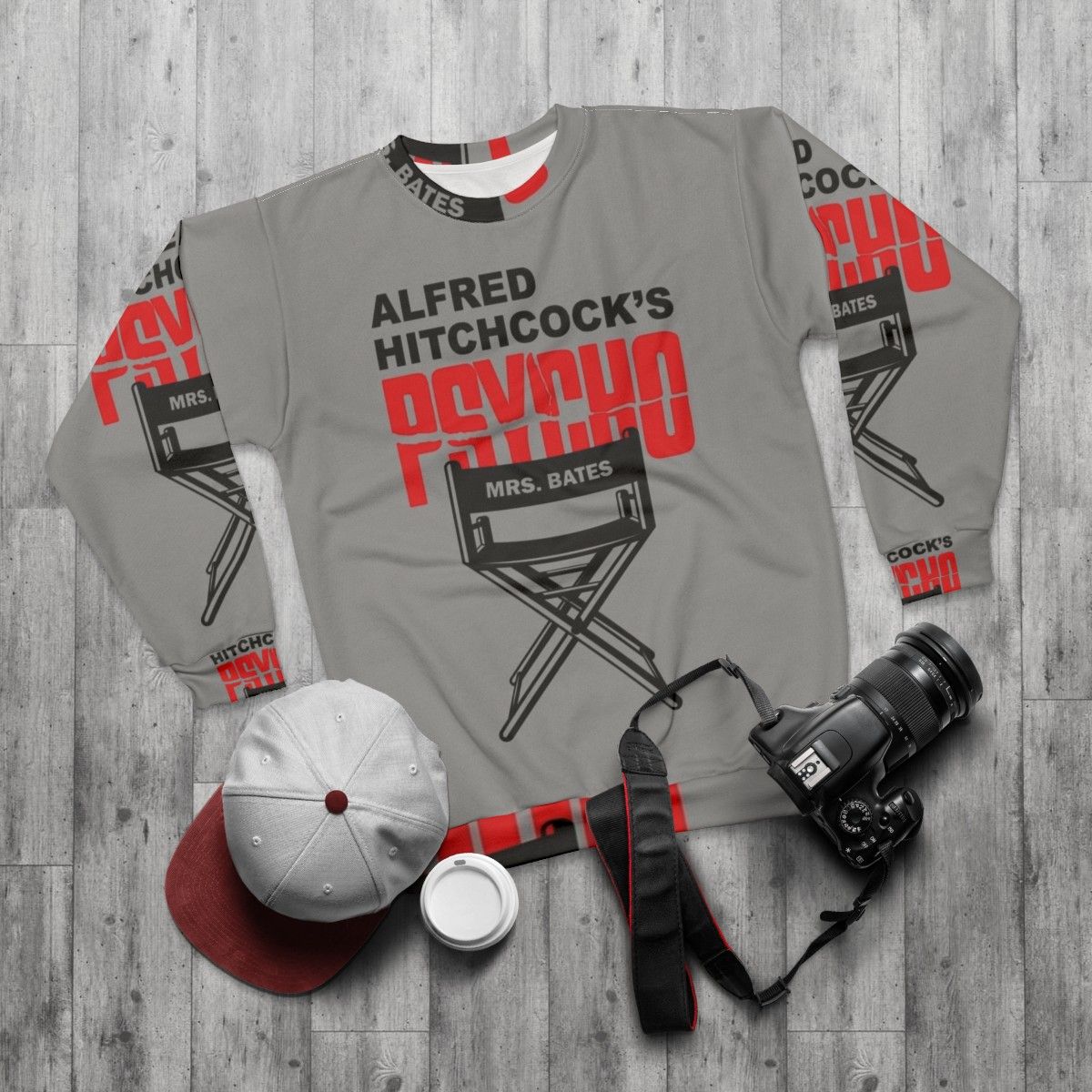 Alfred Hitchcock's Psycho movie suspense film men's sweatshirt - flat lay