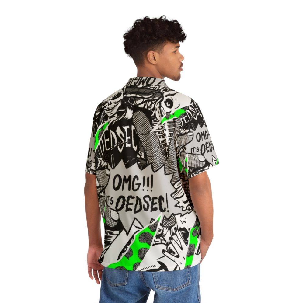 Dedsec Hawaiian Shirt featuring the iconic Dedsec logo and symbols - People Back