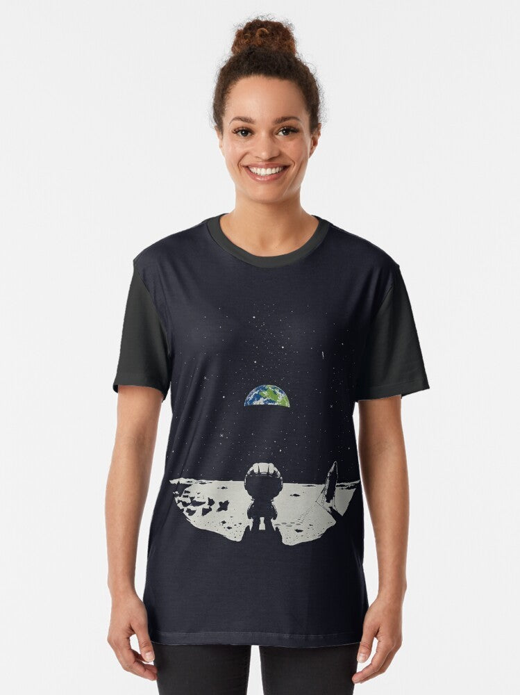 Kerbal Space Program T-Shirt featuring a graphic design of a rocket and planets - Women