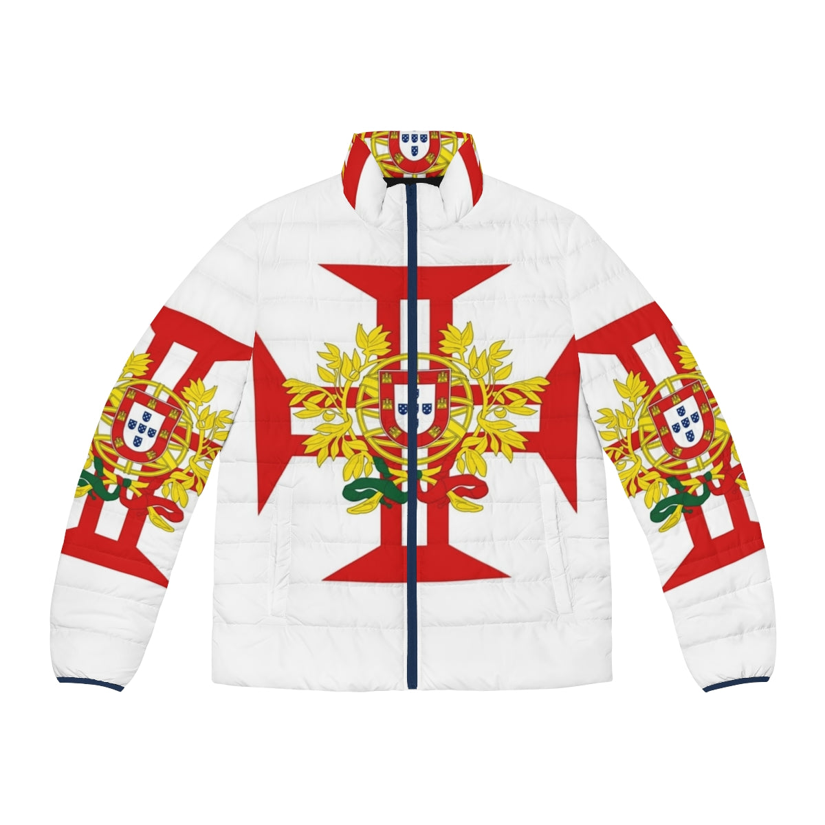 Portuguese Templar Cross Puffer Jacket with Coat of Arms