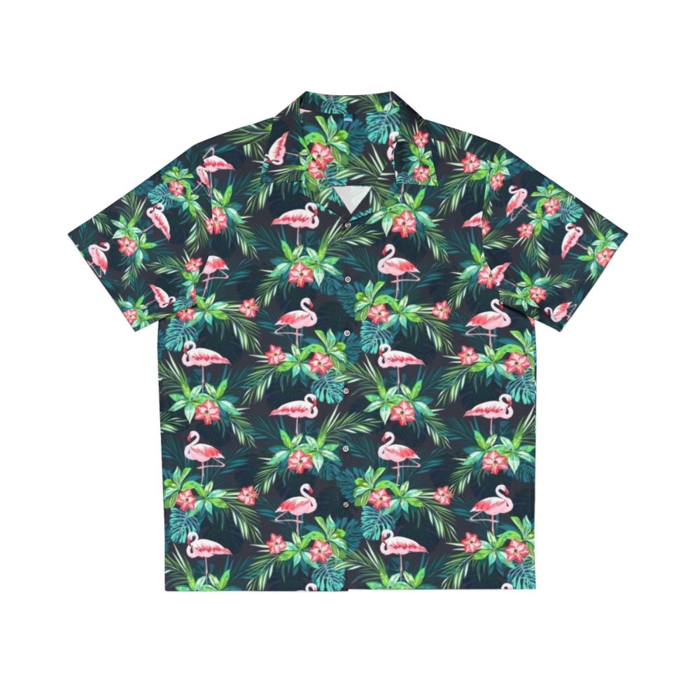 Bright flamingo Hawaiian shirt with tropical pattern