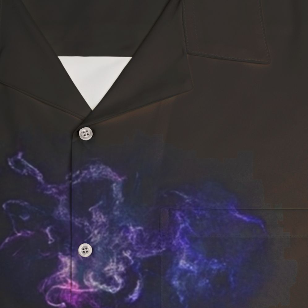 Photorealistic Tom Waits Smoking Nebula Hawaiian Shirt - Detail