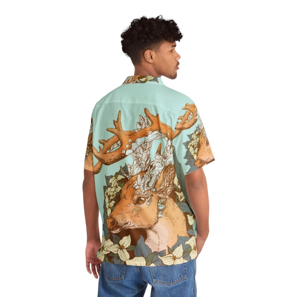 Non typical blue quartz buck with antlers and trillium flowers on a Hawaiian shirt - People Back