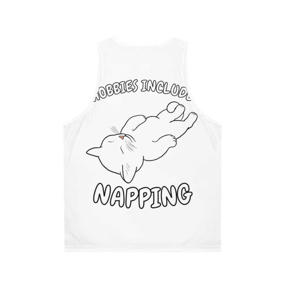 White cat napping unisex tank top - Back