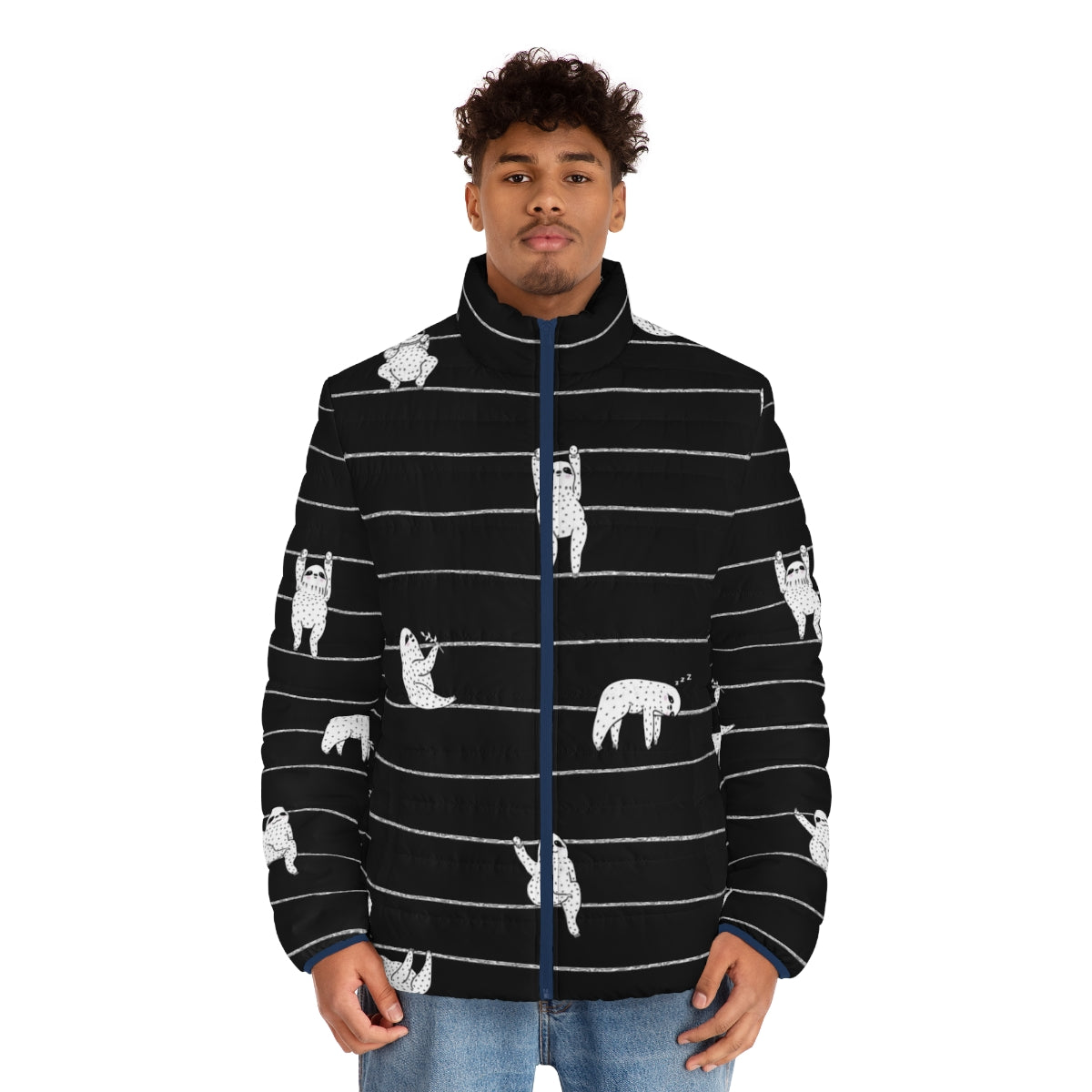 Sloth Stripe Puffer Jacket - men front