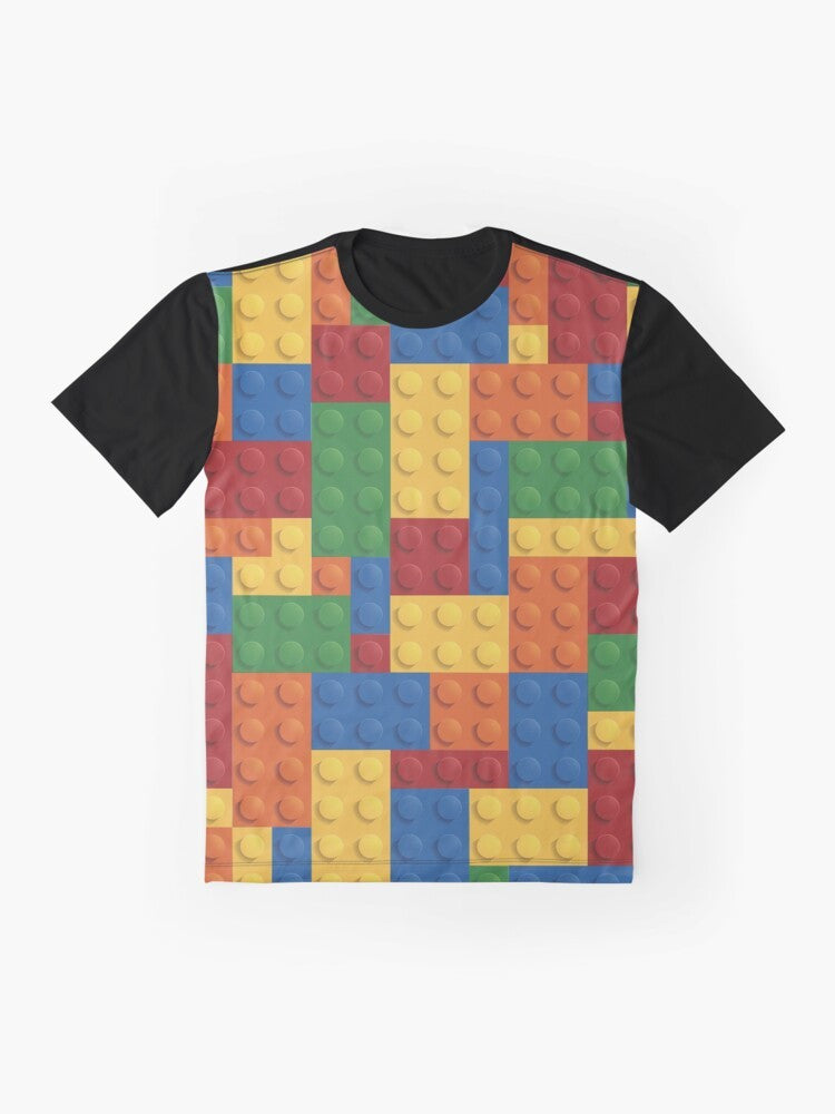 Lego minifigure block pattern graphic t-shirt - Flat lay