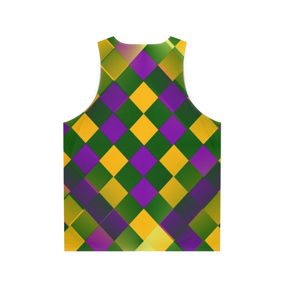 Harlequin patterned unisex tank top for Mardi Gras and New Orleans carnival - Back