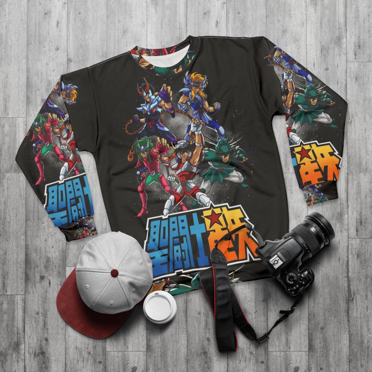 Knights Of The Zodiac Anime Sweatshirt - flat lay