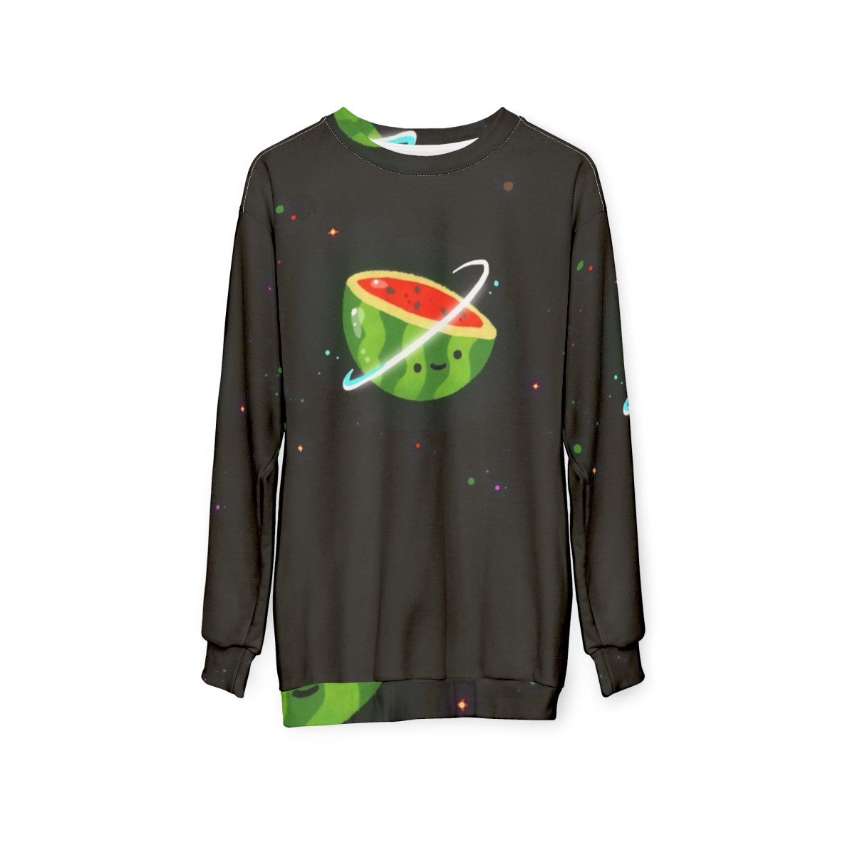 Spacemelon Sweatshirt - Kawaii Watermelon Character in Space Themed Design - hanging