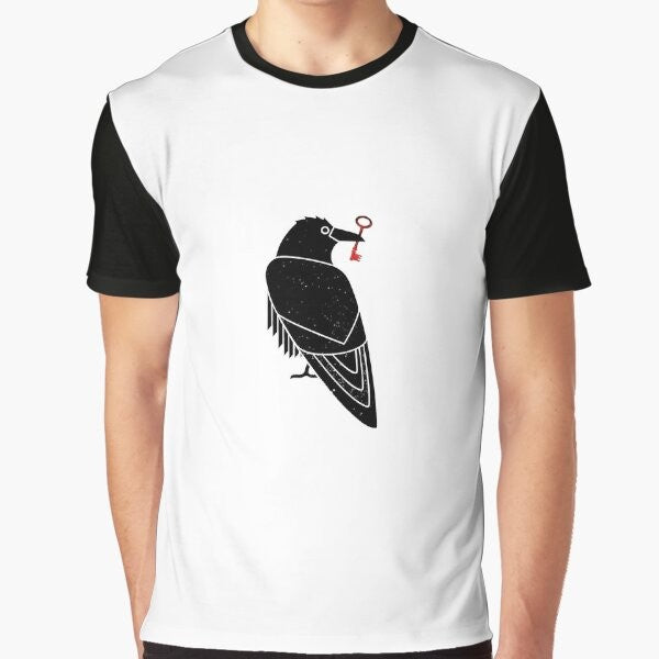 Sci-Hub Raven Graphic T-Shirt featuring a raven design for science lovers and geeks