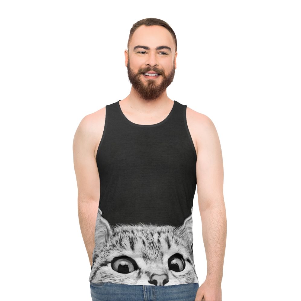 Unisex 'You Asleep Yet?' cat-themed tank top - men