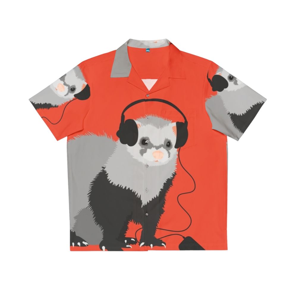 funny musical ferret hawaiian shirt for ferret music lovers