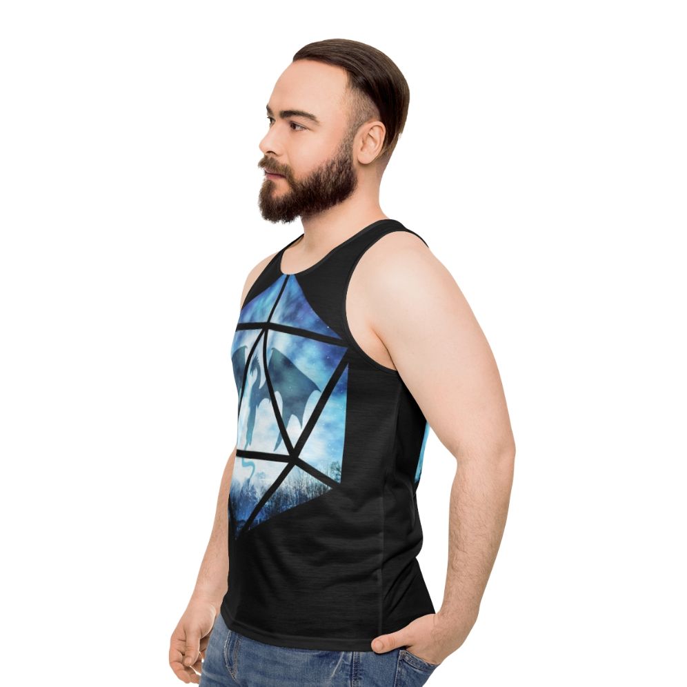 Blue Ice Dragon D20 Unisex Tank Top - men side