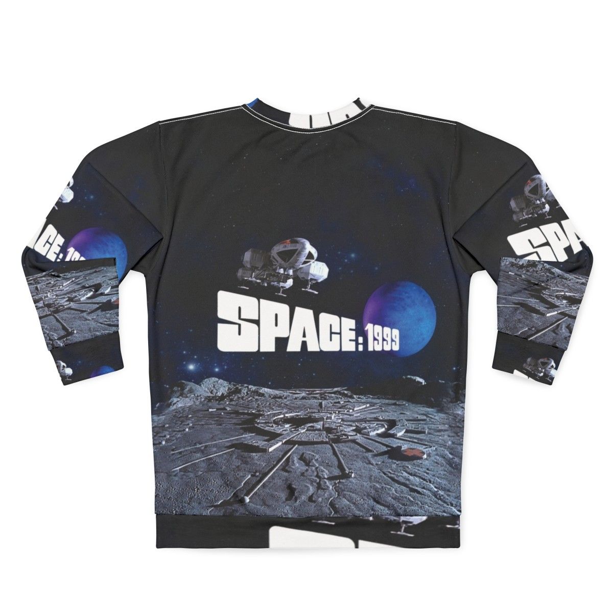 Retro eagle over alpha with planet 1 space-themed sweatshirt - Back