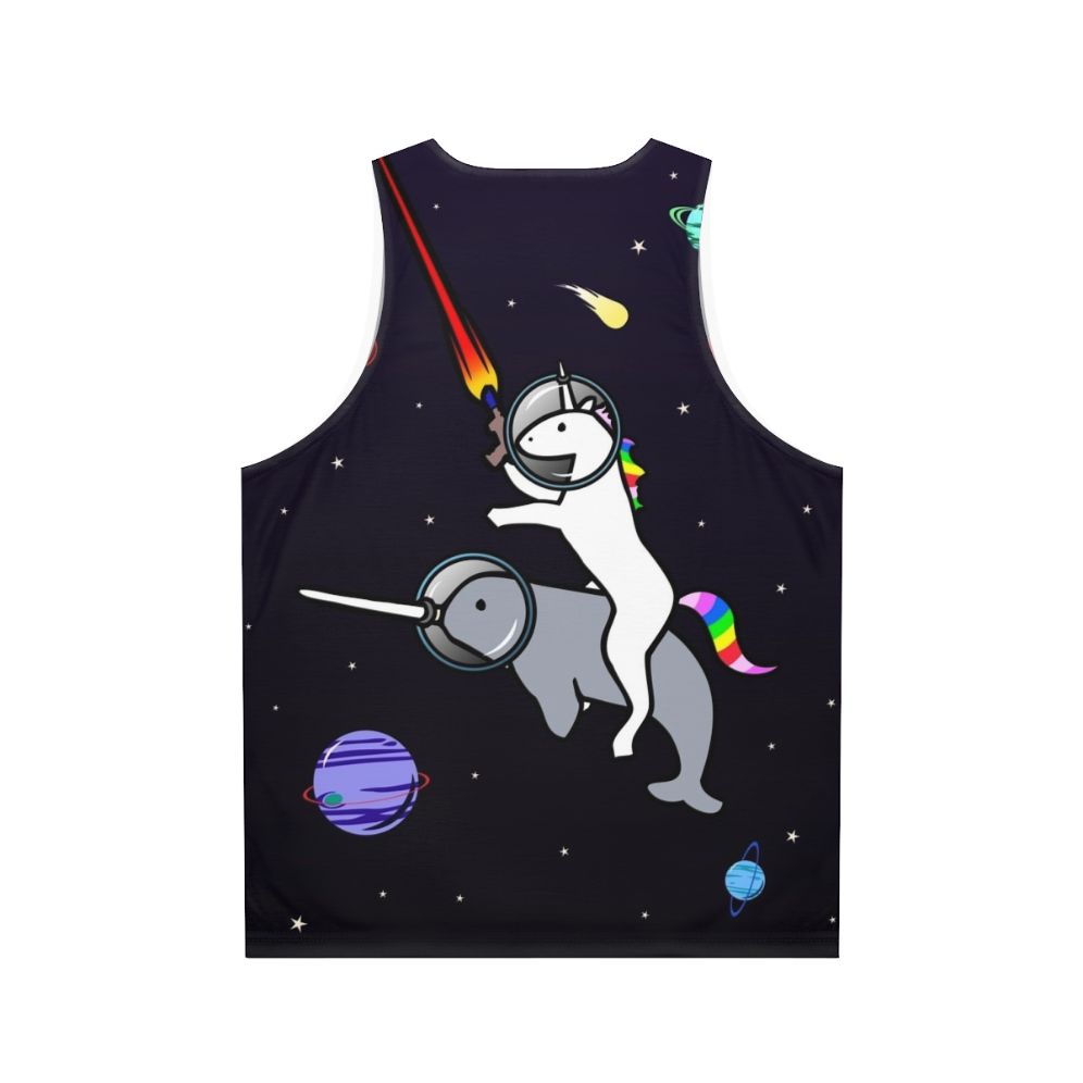 Unicorn riding a narwhal in space - Back