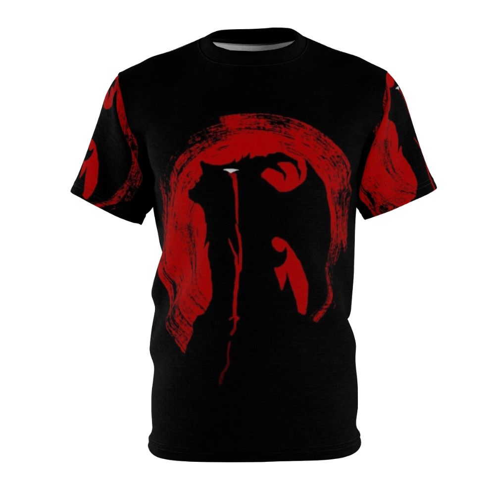 Graphic T-shirt featuring a crying baby with a demonic or supernatural design, inspired by anime and manga themes.