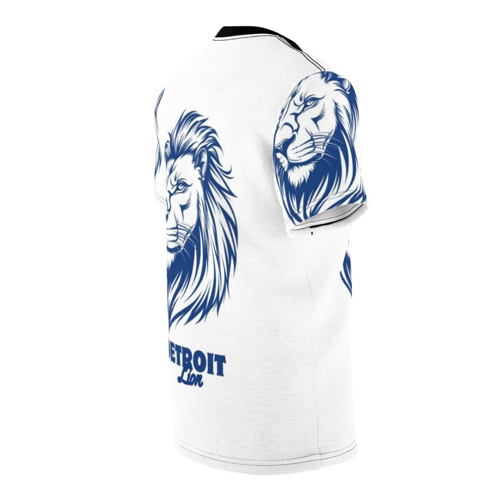 Stylized Detroit lion head graphic design on t-shirt - men right