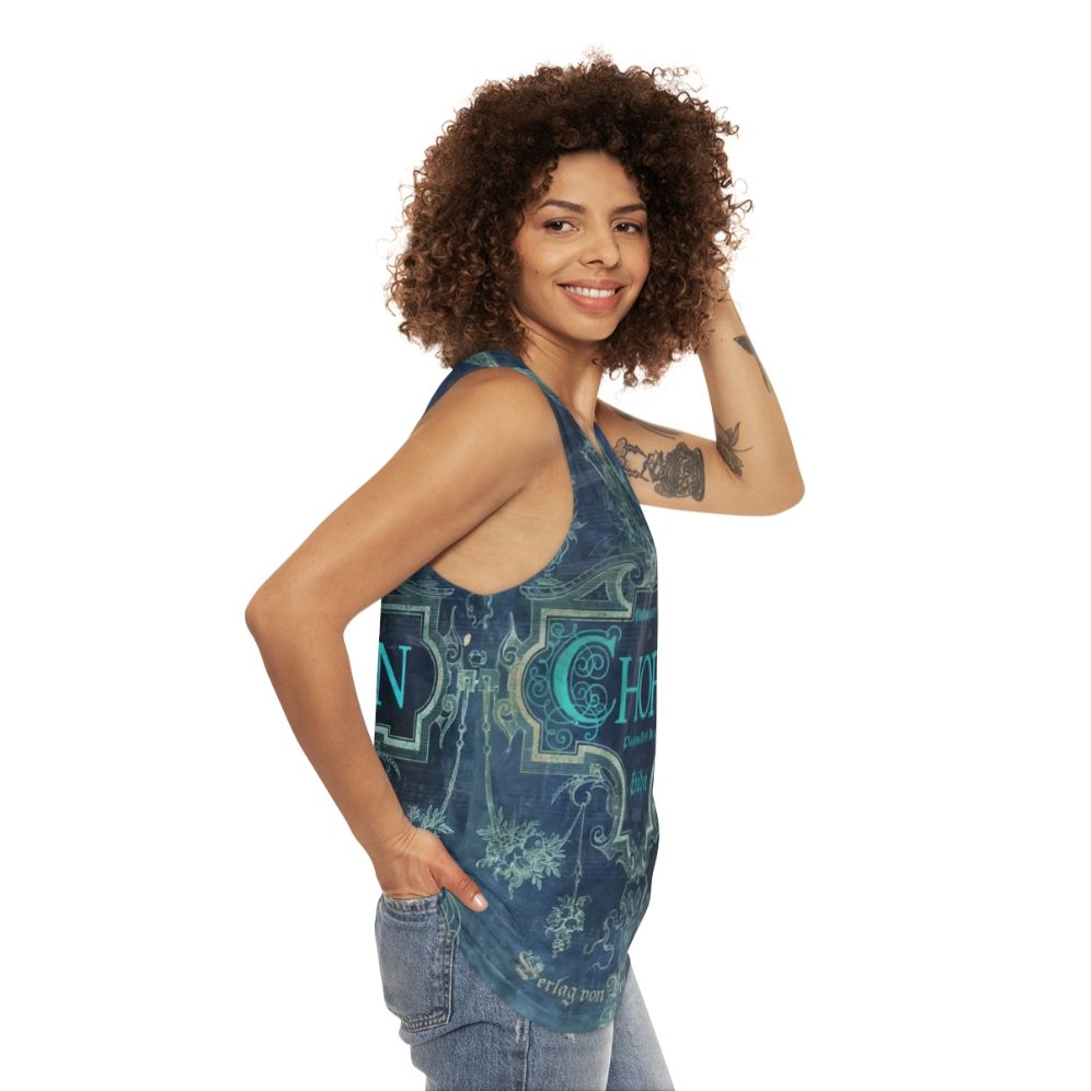 Blue tank top with portrait of Frederic Chopin - women side