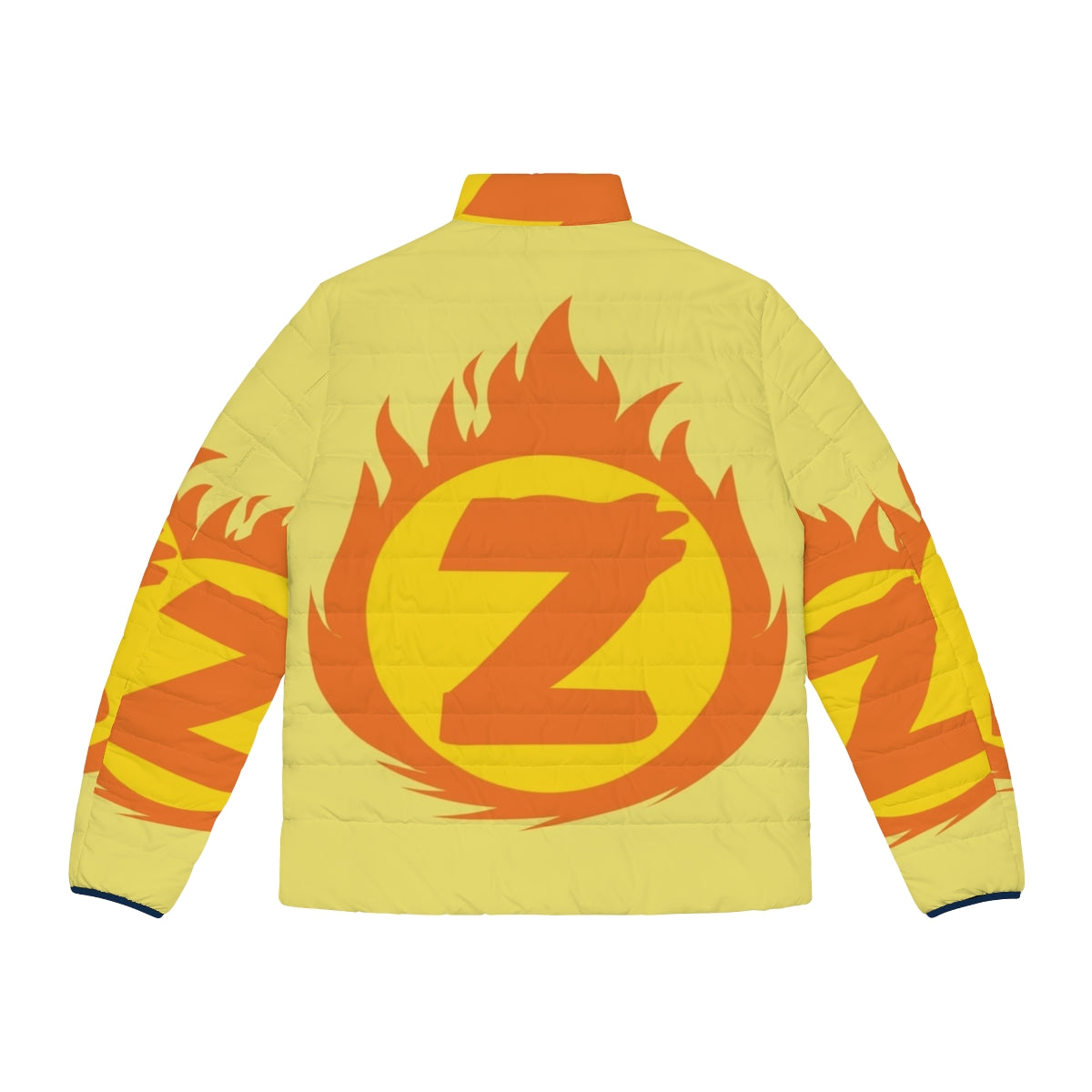 Superhero Letter Z Fire Insignia Puffer Jacket - Back