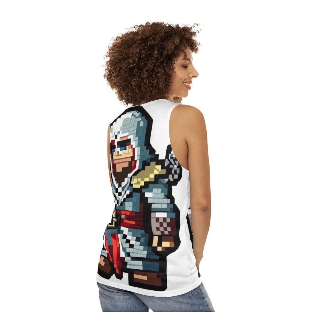 Unisex Pixel Art Assassin's Creed Tank Top - women back