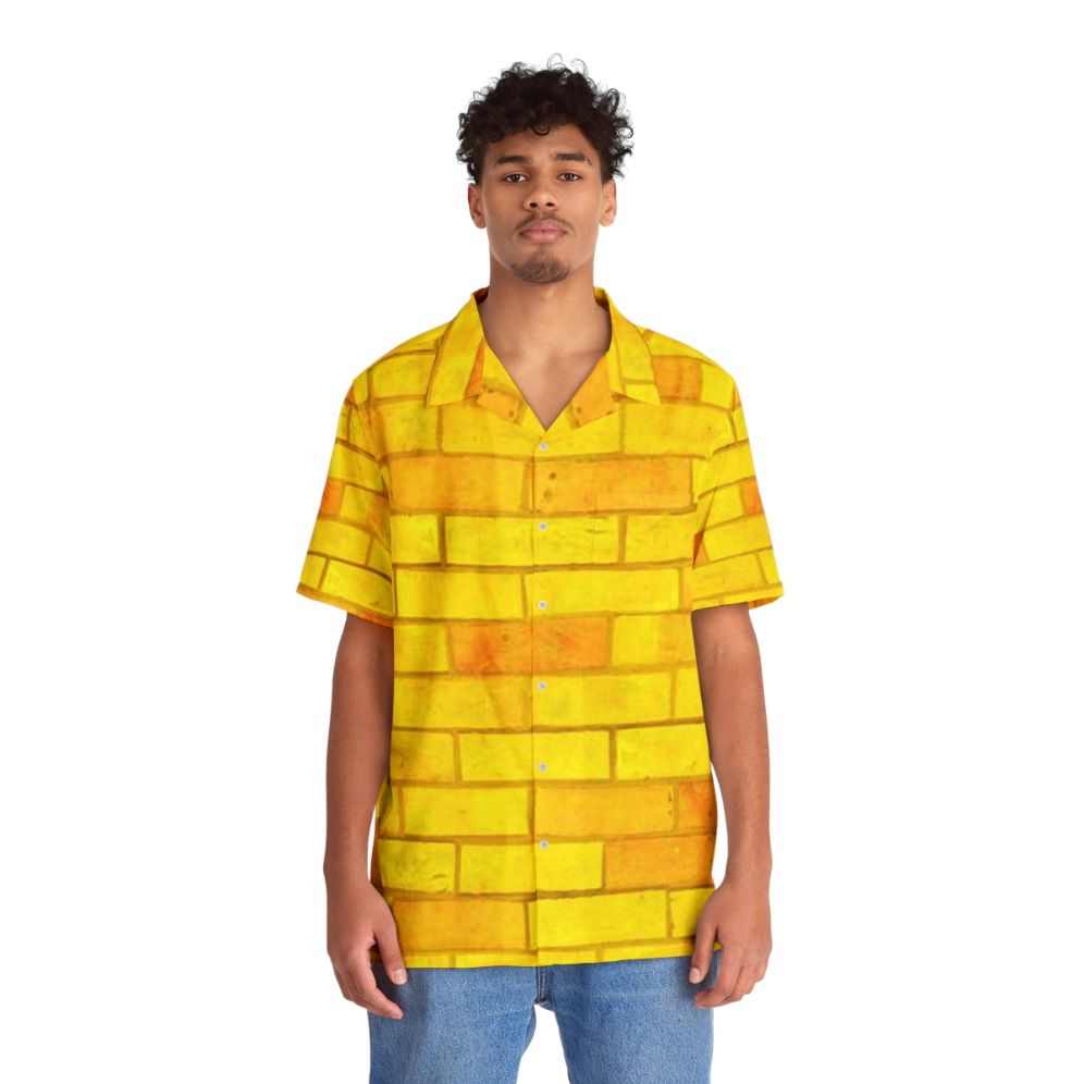 Classic Yellow Brick Road Hawaiian Shirt featuring Wizard of Oz inspired design - People Front