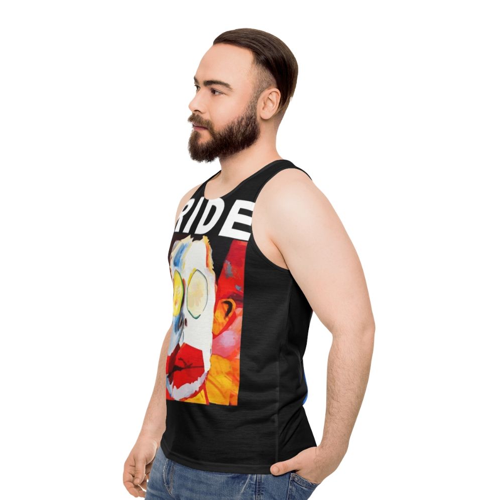 Unisex tank top with a spooky and absurd design for horror fans - men side