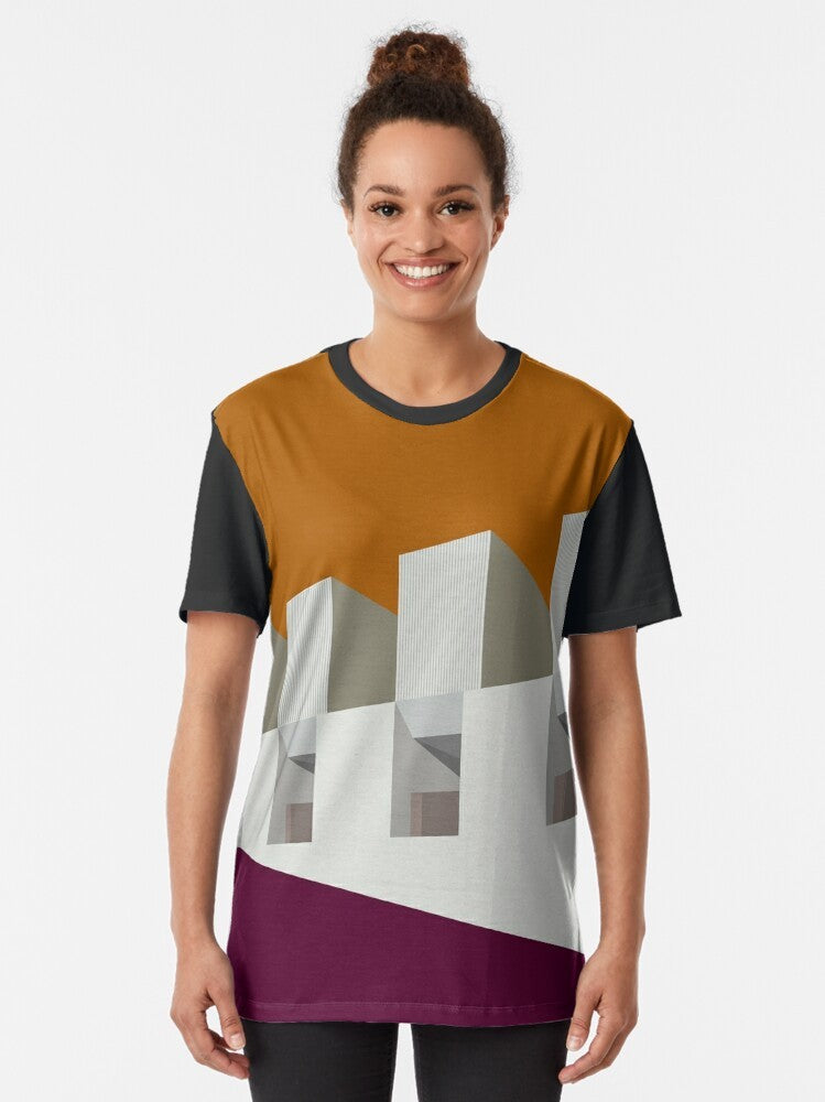 Modernist architecture abstract graphic design t-shirt - Women