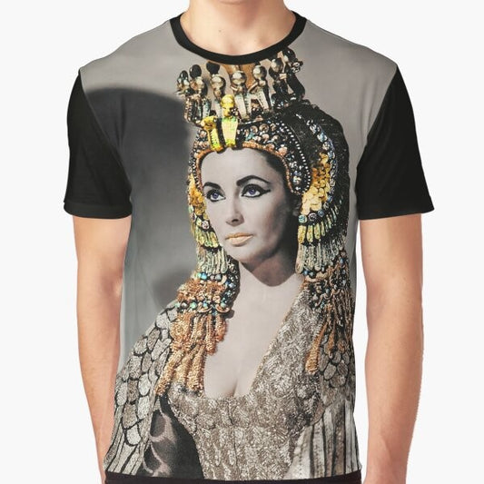 Elizabeth Taylor as the iconic Cleopatra in a classic movie graphic t-shirt