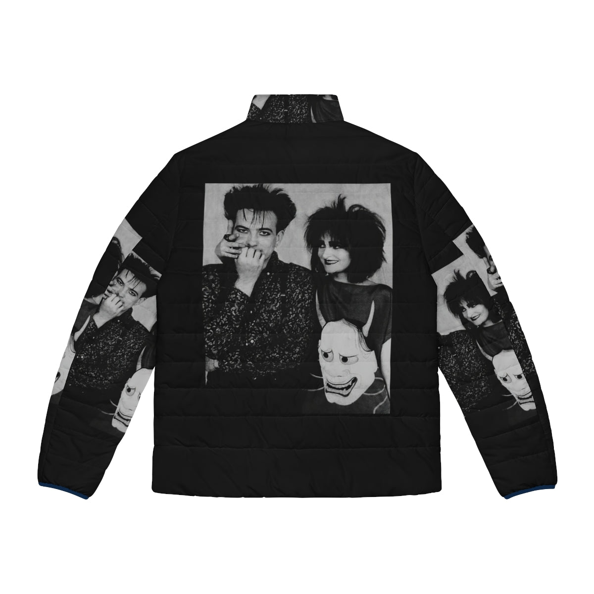 Puffer jacket featuring Robert Smith and Siouxsie Sioux of 80s goth music - Back