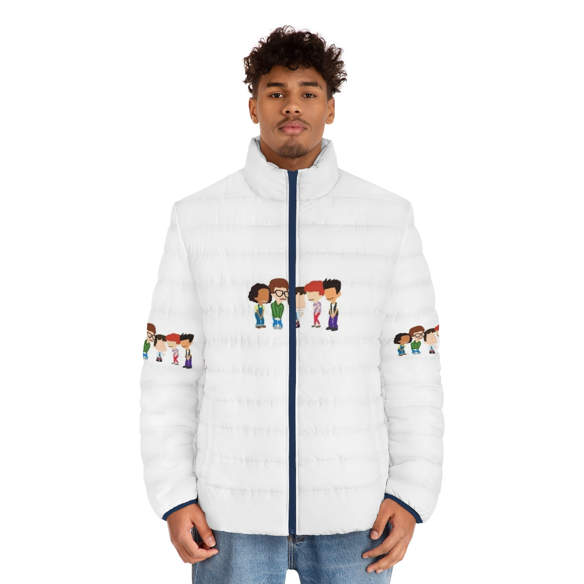 Big Mouth characters outline puffer jacket - men front